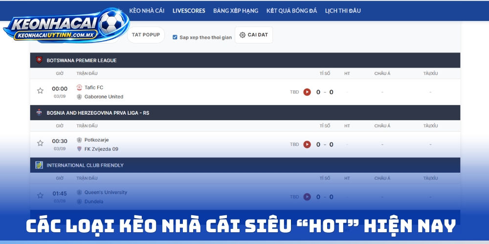 Các loại kèo nhà cái siêu “HOT” hiện nay