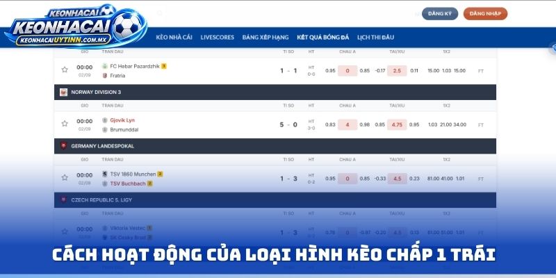 Cách hoạt động của loại hình kèo chấp 1 trái