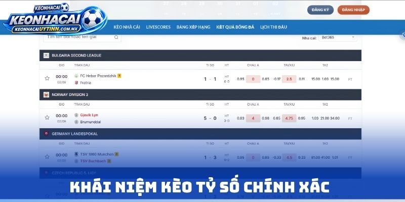 Khái niệm kèo tỷ số chính xác